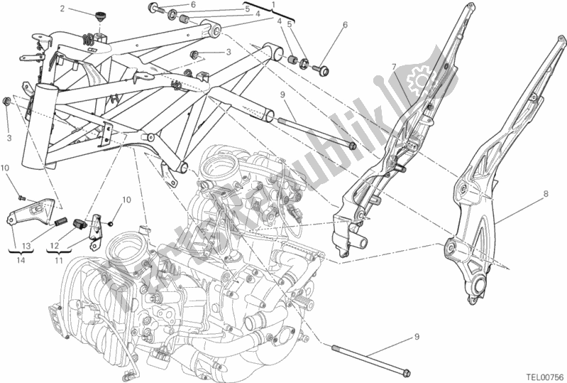 Wszystkie części do Rama Ducati Diavel Brasil 1200 2012